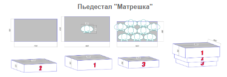 Пьедестал прямоугольный "Премиум"№9. Тип - матрешка. Вместимость - 9 человек.