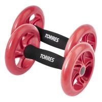 Ролики для пресса TORRES, PL52215, мет., пластик, нескольз. протектор, красно-черный