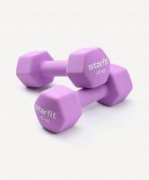 УЦЕНКА Гантель неопреновая STARFIT DB-201 4 кг, фиолетовый пастель, пара