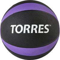 Медбол TORRES 5 кг, AL00225, резина, диаметр 23,8 см, черно-фиолетовый