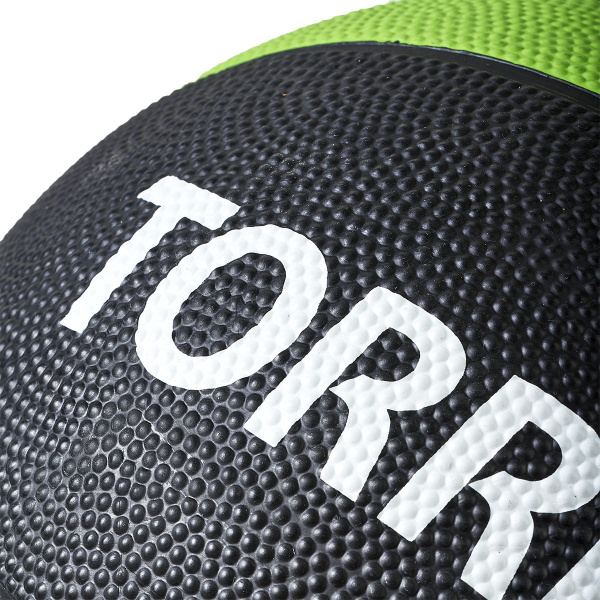 Медбол TORRES 4 кг, AL00224, резина, диаметр 21,9 см, черно-зеленый