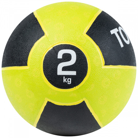Медбол TORRES 2 кг, AL00232, резина, диаметр 19,5 см, салатово-черный