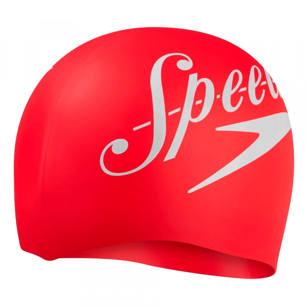 Шапочка для плав. SPEEDO Slogan Print Cap, 8-0838514614, КРАСНО-БЕЛЫЙ, силикон