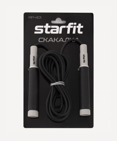 Скакалка STARFIT RP-401, c силиконовыми ручками, 3 м, черный