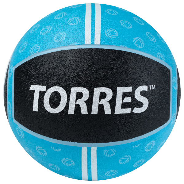 Медбол TORRES 5 кг, AL00235, резина, диаметр 25,4 см, черно-голубой