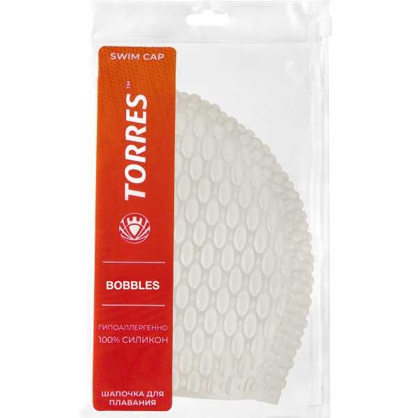 СЦ*Шапочка для плав. TORRES Bobbles, SW-12204WH, белый, силикон