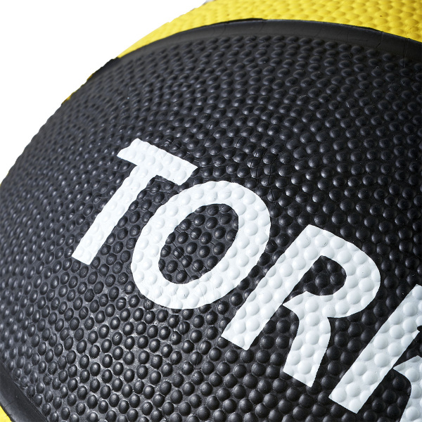 Медбол TORRES 1 кг, AL00221, резина, диаметр 19,5 см, черно-желтый
