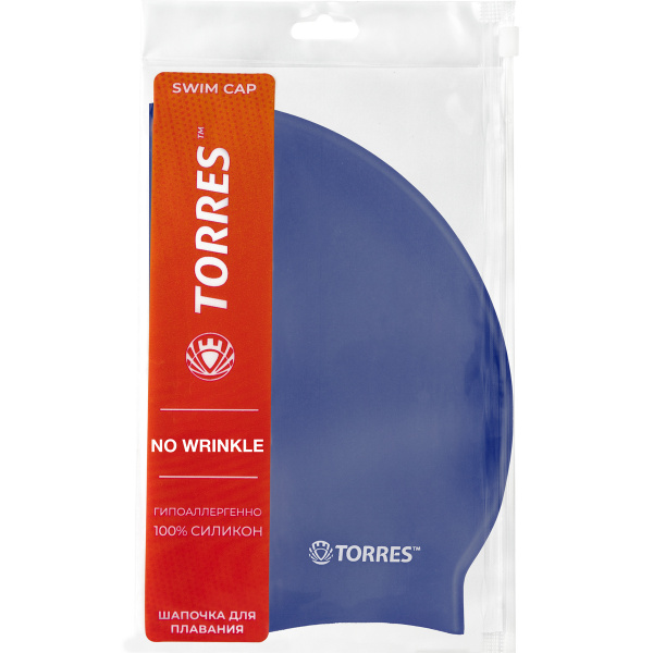 Шапочка для плав. TORRES No Wrinkle, SW-12203BL, синий, силикон