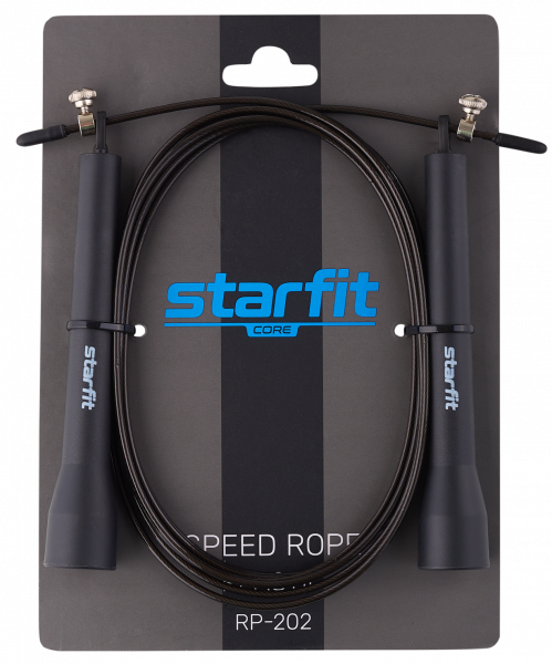 Скакалка STARFIT RP-202 с подшипниками, с пластиковыми ручками, 3 м, черный
