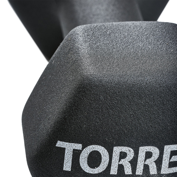 Гантель TORRES 5 кг, PL55015, металл в неопреновой оболочке, форма шестигранник, черный