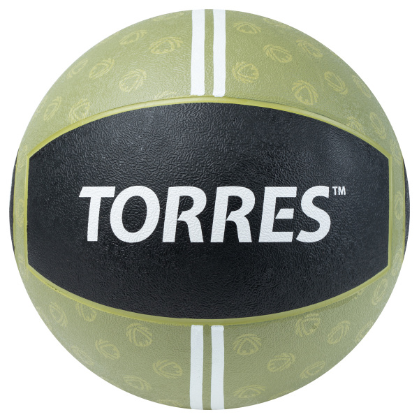 Медбол TORRES 9 кг, AL00239, резина, диаметр 27,5 см, хаки-черный