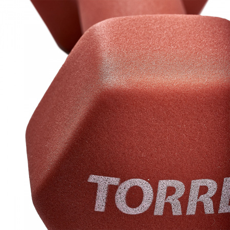 Гантель TORRES 4 кг, PL55014, металл в неопреновой оболочке, форма шестигранник, красный