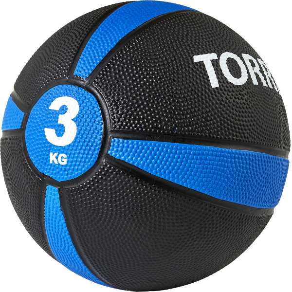 Медбол TORRES 3 кг, AL00223, резина, диаметр 21,9 см, черно-синий