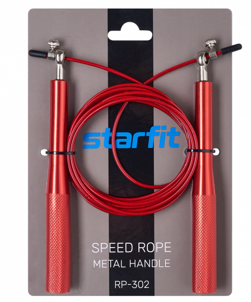 Скакалка STARFIT скоростная RP-302, металл, 3 м, с подшипниками и шарнирами, красный