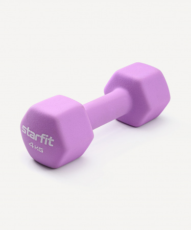 УЦЕНКА Гантель неопреновая STARFIT DB-201 4 кг, фиолетовый пастель, пара