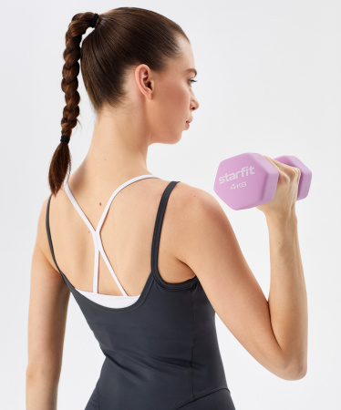УЦЕНКА Гантель неопреновая STARFIT DB-201 4 кг, фиолетовый пастель, пара