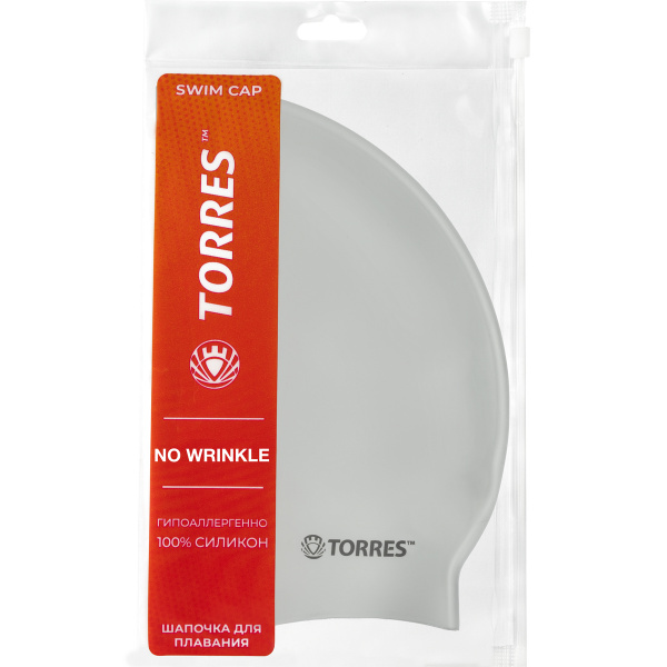 Шапочка для плав. TORRES No Wrinkle, SW-12203SV, серебристый, силикон