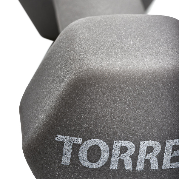 Гантель TORRES 3 кг, PL55013, металл в неопреновой оболочке, форма шестигранник, серый