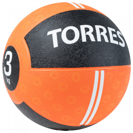 Медбол TORRES 3 кг, AL00233, резина, диаметр 22,9 см, оранжево-черный