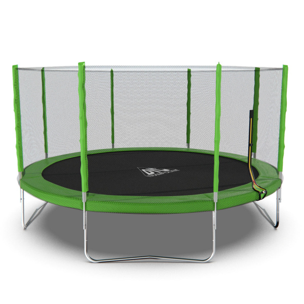 Батут DFC Trampoline Fitness 14ft наружн.сетка, св.зел. (427см)(два короба)