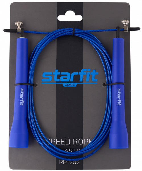 Скакалка STARFIT RP-202 с подшипниками, с пластиковыми ручками, темно-синий, 3 м