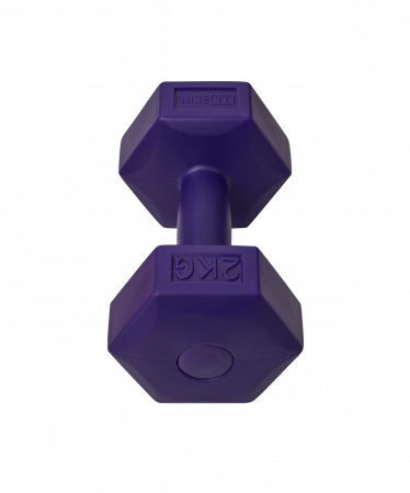 Гантель гексагональная DB-305 2 кг, пластиковый, фиолетовый, пара